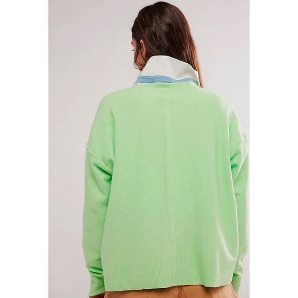Free People Luna Pullover Sweater in Kiwi Green XL NEW - Picture 3 of 16